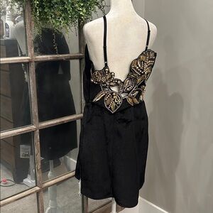 ASOS DESIGN velvet structured mini dress with cutwork embellishment in black 10